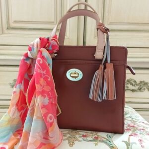 Brown LEATHER Vintage "Spartina 449" Daufuskie Island Handbag W/ Tassels…